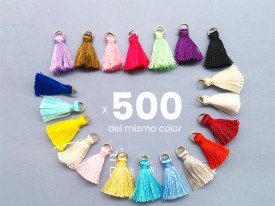 Pack 500 mini borlas aro dorado